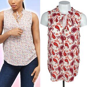 NWT MARKET & SPRUCE Ava Tie Neck Paisley Blouse Sz Large